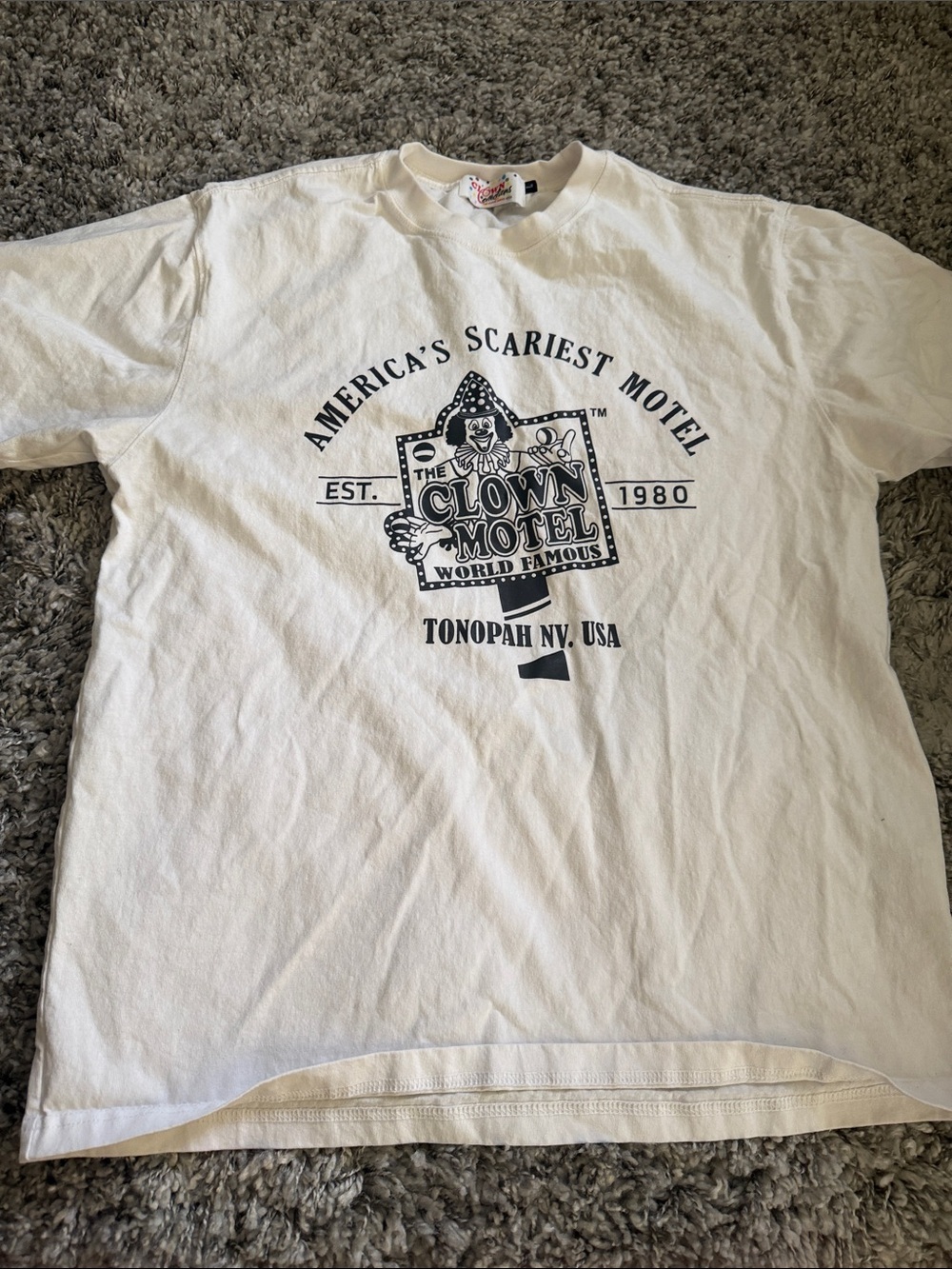 The Clown Motel Tonopah NV White Graphic Short Sleeve Tee